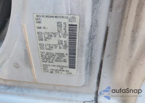 2013 Nissan Nv Cargo Nv3500 Hd S V8 from USA, damaged, VIN 1N6AF0LY5DN102842
